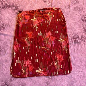 French Connection silky burgundy patterned skirt